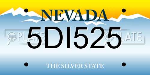 5DI525 Nevada License Plate