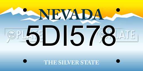 5DI578 Nevada License Plate