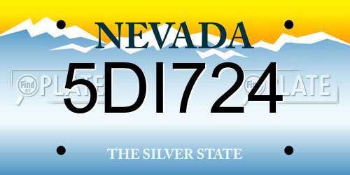 5DI724 Nevada License Plate