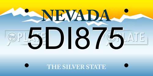 5DI875 Nevada License Plate