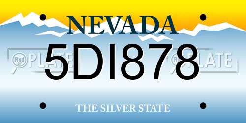 5DI878 Nevada License Plate