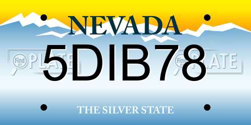 5DIB78 Nevada License Plate