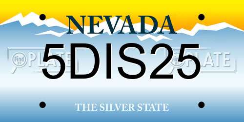 5DIS25 Nevada License Plate