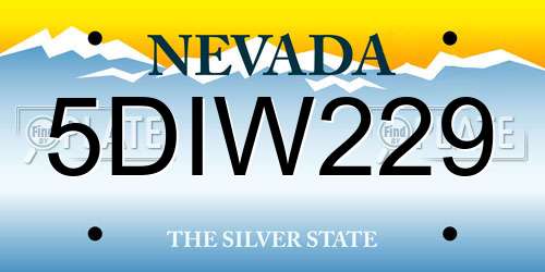 5DIW229 Nevada License Plate