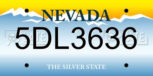 5DL3636 Nevada License Plate