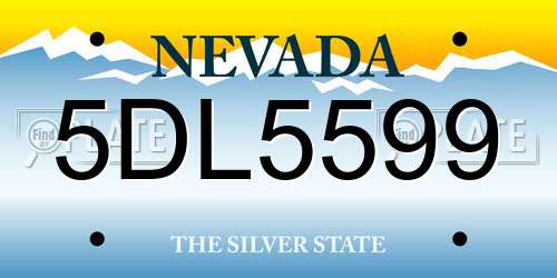 5DL5599 Nevada License Plate
