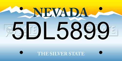 5DL5899 Nevada License Plate