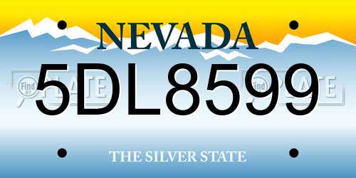 5DL8599 Nevada License Plate