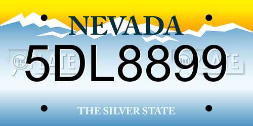 5DL8899 Nevada License Plate