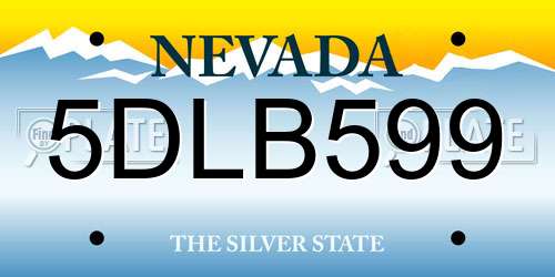 5DLB599 Nevada License Plate