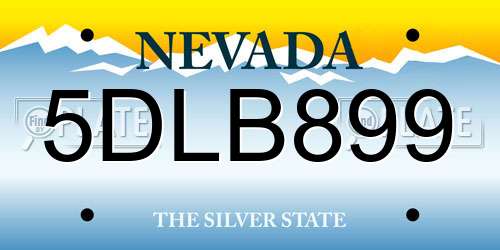 5DLB899 Nevada License Plate