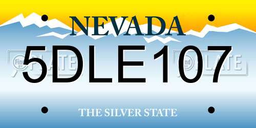 5DLE107 Nevada License Plate