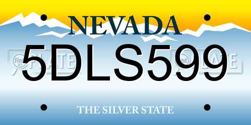 5DLS599 Nevada License Plate