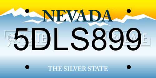 5DLS899 Nevada License Plate