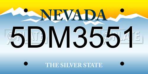 5DM3551 Nevada License Plate