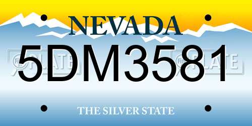 5DM3581 Nevada License Plate