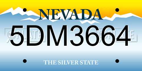 5DM3664 Nevada License Plate