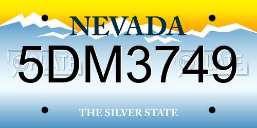 5DM3749 Nevada License Plate