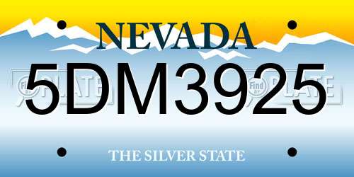 5DM3925 Nevada License Plate
