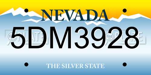 5DM3928 Nevada License Plate