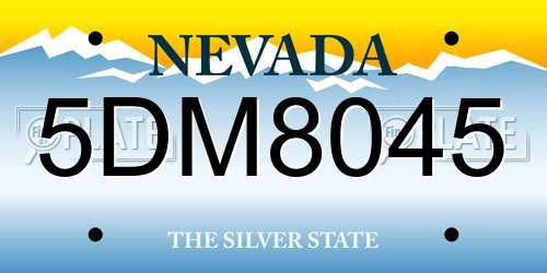 5DM8045 Nevada License Plate