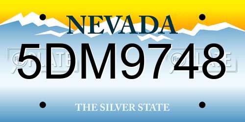 5DM9748 Nevada License Plate