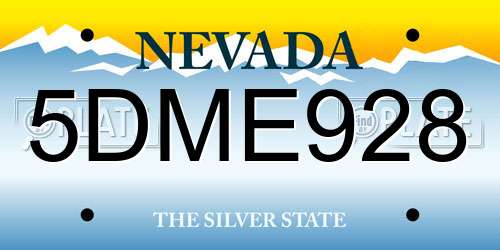 5DME928 Nevada License Plate