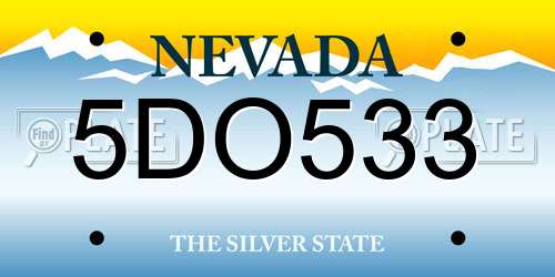 5DO533 Nevada License Plate