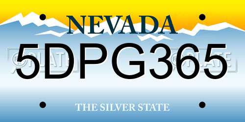 5DPG365 Nevada License Plate