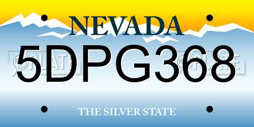 5DPG368 Nevada License Plate