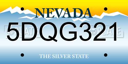 5DQG321 Nevada License Plate