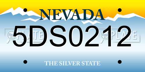 5DS0212 Nevada License Plate
