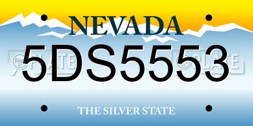 5DS5553 Nevada License Plate