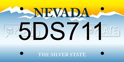 5DS711 Nevada License Plate