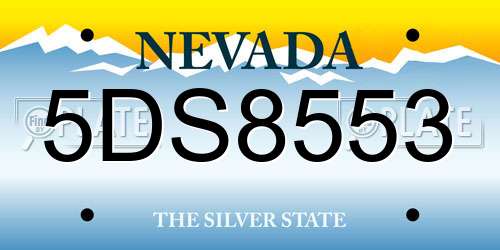 5DS8553 Nevada License Plate