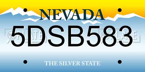 5DSB583 Nevada License Plate