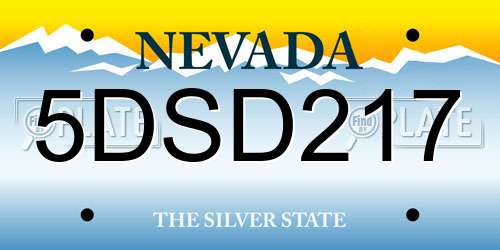 5DSD217 Nevada License Plate