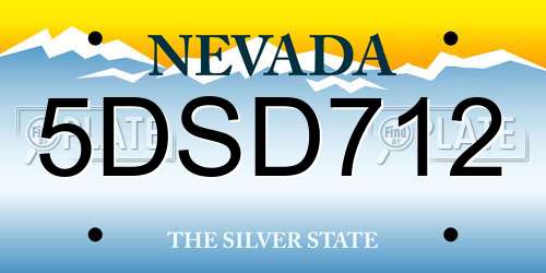 5DSD712 Nevada License Plate