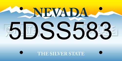 5DSS583 Nevada License Plate
