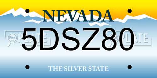 5DSZ80 Nevada License Plate