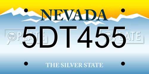 5DT455 Nevada License Plate