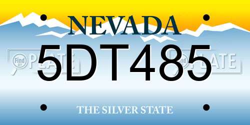 5DT485 Nevada License Plate