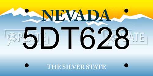 5DT628 Nevada License Plate