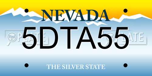 5DTA55 Nevada License Plate