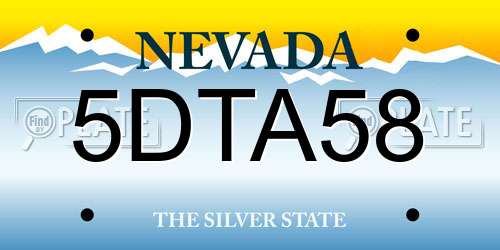 5DTA58 Nevada License Plate