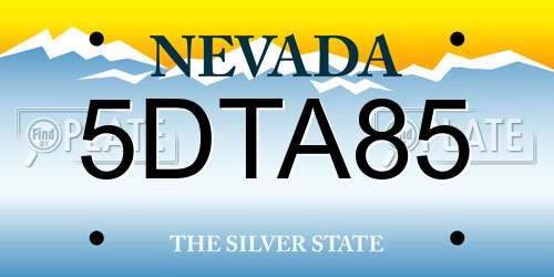 5DTA85 Nevada License Plate