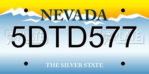 5DTD577 Nevada License Plate