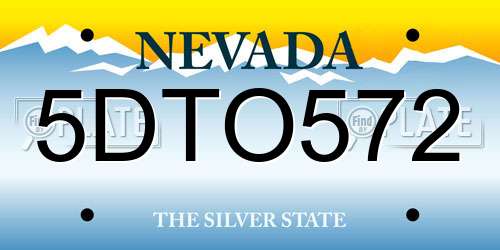 5DTO572 Nevada License Plate