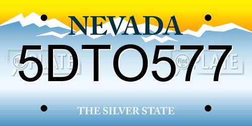 5DTO577 Nevada License Plate