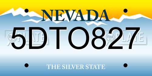 5DTO827 Nevada License Plate
